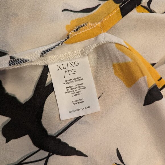 Cabi #3963 Birdwatcher Yellow Gold Floral Flutter Sleeveless Tank Top Blouse XL - Picture 3 of 3